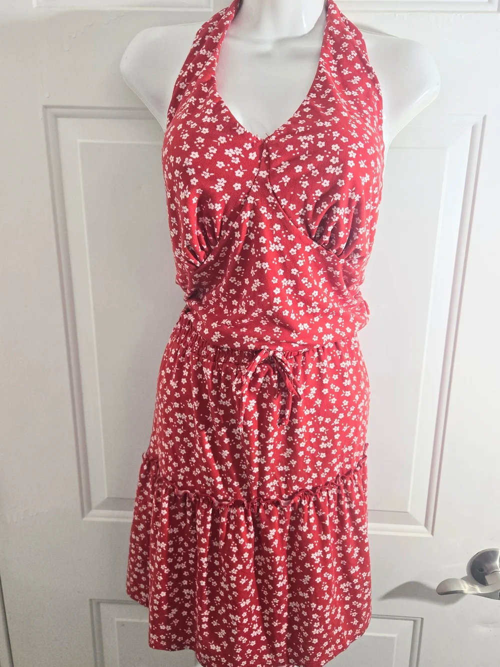 Halter Top Blouse Matching Floral Skirt Two Piece Set Size 3x Jr Size
